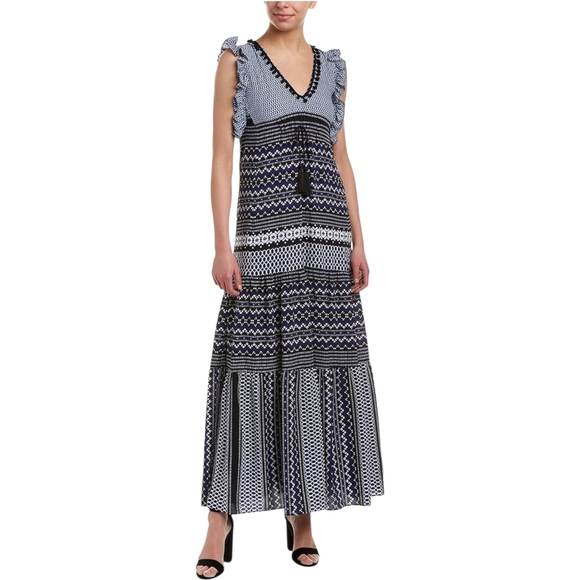 Taylor Dresses & Skirts - Taylor Ruffle Sleeve Mix Print V-Neck Maxi Dress